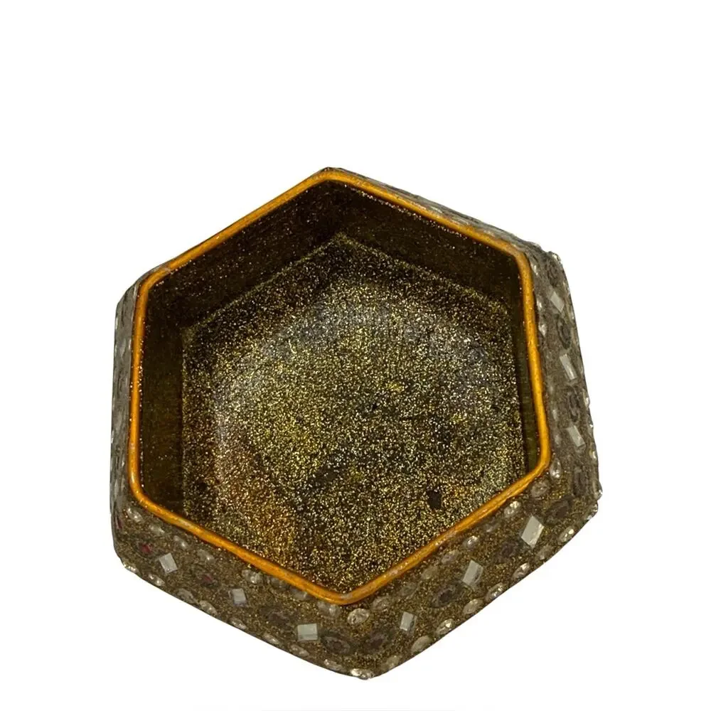 Vintage Embellished Hexagonal Jeweled Trinket Box